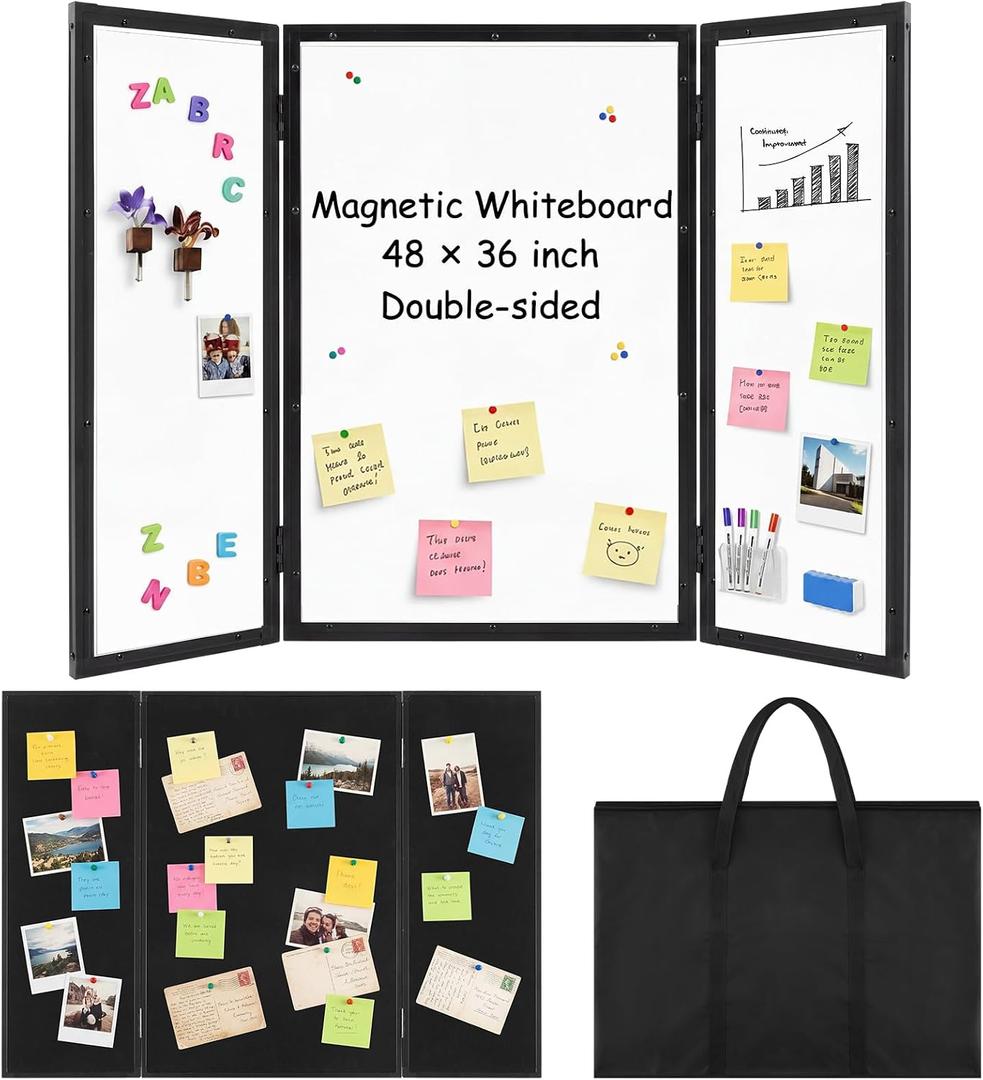 48 x 36 Trifold 3-Panel Display Board with Black Felt Board and Storage Bag