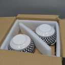 Lechoo Melamine Dinnerware Sets12pcs Melamine Plates and Bowls Set, Unbreakable, Dishwasher Safe, Indoor Outdoor Use, Ideals for Parties, Camping Dish Set, Black and White Pattern