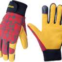 Kids Genuine Leather Work Gloves, Safety Gloves, Touch Screen, Reflective, Breathable Design, for Children (Medium (6-9 Years Old), Red)