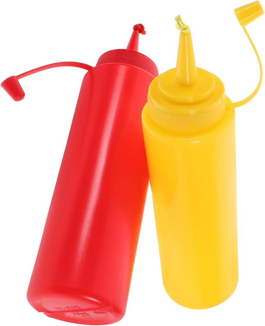 2pcs Funny Fake Mustard Ketchup Bottles Interactive Prank Toys Condiment Bottle Toy for Halloween Party