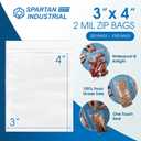 Spartan Industrial - 3 X 4 (1000 Count) 2 Mil Clear Reclosable Zip Plastic Poly Bags with Resealable Lock Seal Zipper