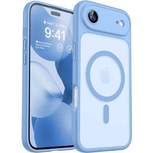 CANSHN Magnetic Compatible with iPhone Air Case(6.5 Inch), Upgraded [Full Camera Protection] [Compatible with Magsafe] [Translucent Matte] Shockproof Phone Cover for iPhone 17 Air Case,Light Blue