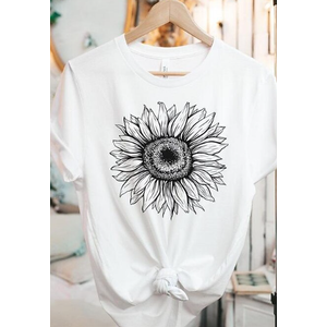 Sunflower Tshirt, Floral White Vintage Flower Designer Graphic Aesthetic Summer Crewneck Men Male Women Tee Top Short Sleeve Shirt, Size M