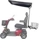 Sunshade Canopy Accessory Bundle for Mobility Scooters – Includes Universal Canopy, Large Rear Storage Basket & Multi-Accessory Mount – Shade, Storage & Versatility On The Go (Black)