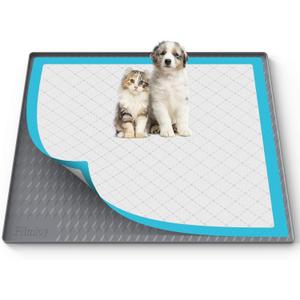 Pee Pad Holder for Dogs,Silicone Dog Puppy Pad Holder, 34 x 28 No Spill Raised Lip High Edge,Portable, Leak-Proof Mat Holder for Dog Training Pads,Square Potty Trays for Home Floor Protection (Dark Grey)