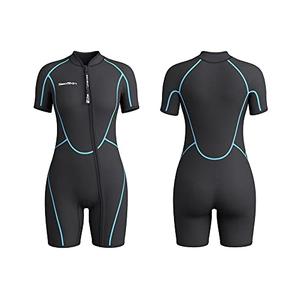 Seaskin Mens Shorty Wetsuit Womens, Full Body Diving Suit Front Zip Wetsuit for Diving Snorkeling Surfing Swimming Medium, Women's Shorty