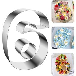 ZADE 11 Inch 304 Stainless Steel Large Size Number Cake Mousse Mold Number 6 Tiramisu Cheesecake Mold Cookie Cutter Bakeware 3D Cake Baking Pan for Birthday and Baking, Party