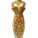 JRYYR Rhinestone appliqué, Sequin Iron-on Patch appliqué is Used for Gold appliqué on Dresses, Stage Costumes, Wedding Dresses.(Gold)  13 inches wide, 37.8 inches long