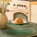 Noctiflorous Braided Round Placemats Set of 8, 15 Inch Woven Table Mats, Non-Slip Washable Wide Edge Place Mats for Kitchen Dining Table Decor (Green, 8)