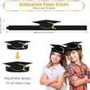 Zonon 36 Pcs Paper Graduation Paper Crown Graduation Cap Headbands Adjustable Paper Crown Grad Decor for Student