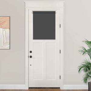 LazBlinds 100% Blackout Door Blinds, No Drill Cordless Roll Up French Blinds, Thermal Insulated Light Blocking Shades for Front Door Patio Sidelight Glass, 20'' W x 24'' L, Black, 1Pcs