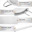 4PCS Fine Mesh Strainer Set, Premium Stainless Steel Fine Mesh Strainers, Food Fine Sieve with Non-Slip Handle, Perfect for Juice, Baking Flour, Drinks, Cocktails, Rice, Jam, Tea(2.8"/ 3.2"/ 3.9"/ 4.7")