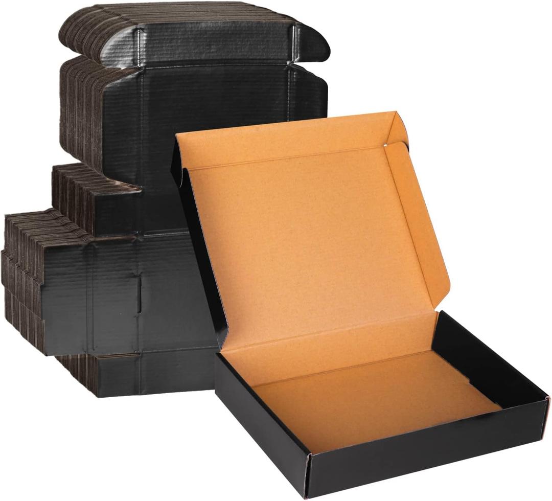 11x8x2 Black Cardboard Boxes 30 Pack, Shipping Boxes for Small Business Mailing Boxes, Corrugated Packaging Boxes