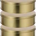 Cabilock 3pcs Cookie Tins with Lids, Round Tinplate Candy Boxes, Christmas Treats Decorative Boxes, Metal Containers for Cookies, Candy, Snacks (Golden)