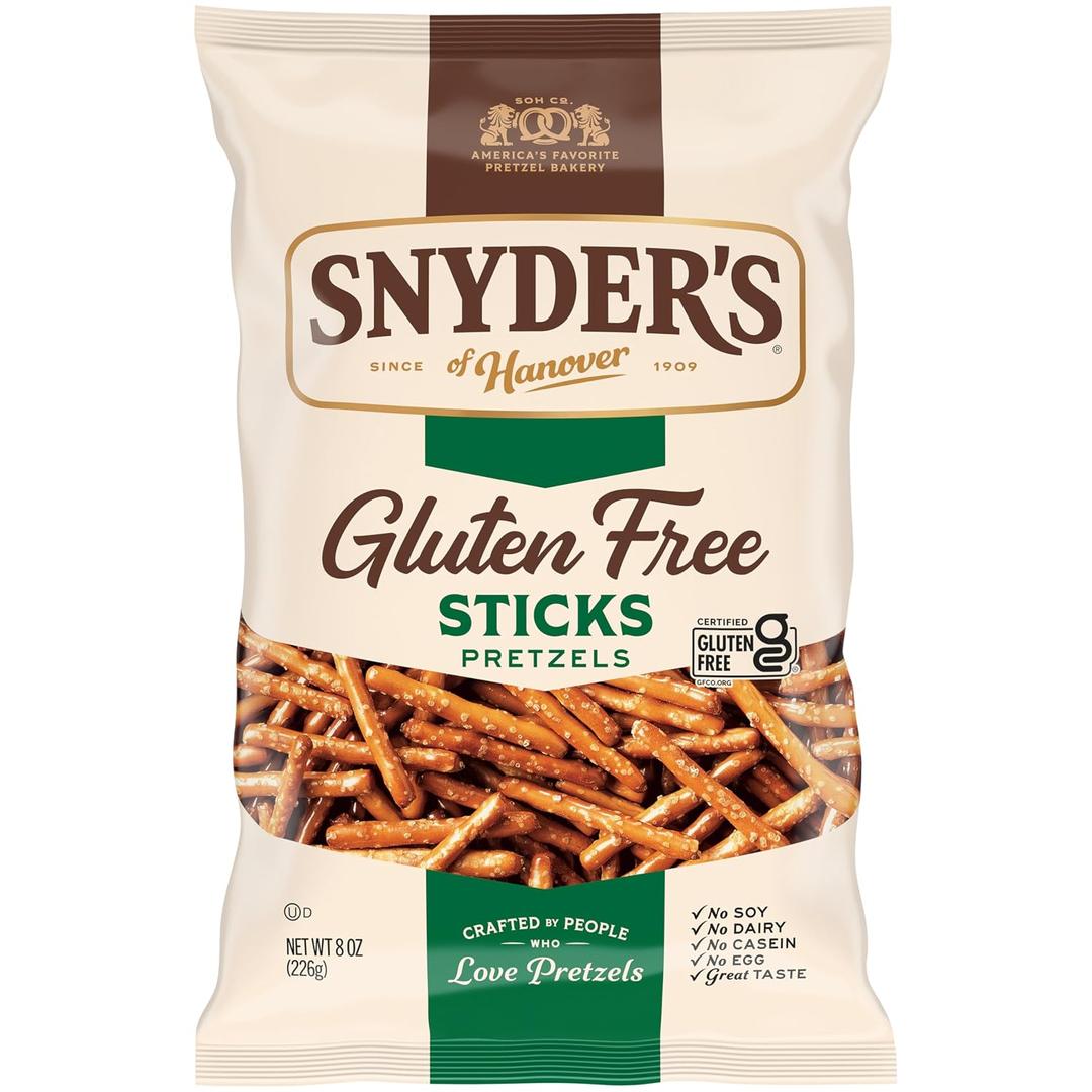 Snyder's of Hanover Pretzels, Gluten Free Pretzel Sticks, 8 Oz (Pack of 12), Pack Of 6 (Best Before Oct. 17, 2026)