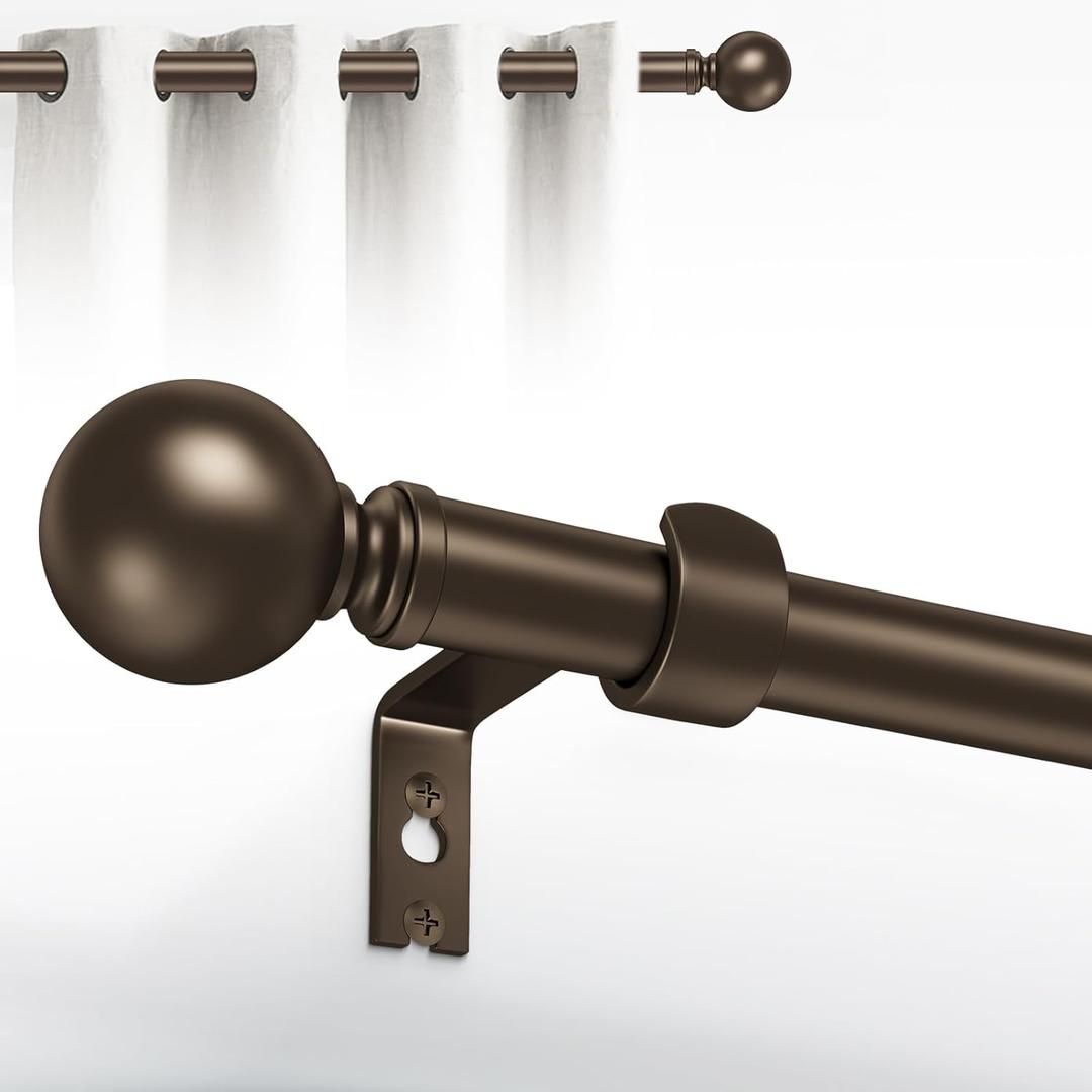 Bronze Curtain Rods for window 20 to 40 Inches(1.67-3.33 Feet), Adjustable 5/8 inch, Heavy Duty Decorative Drapery Rods,Small Window Rods Set,Size: 18"-45",Bronze