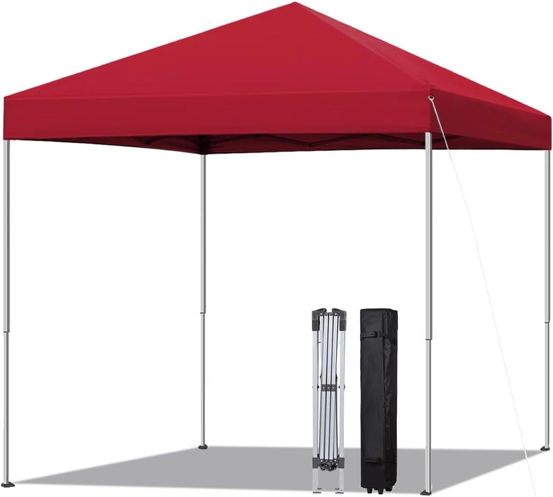 6x6 Pop Up Canopy Tent, Easy Setup Canopy for Outdoor Shades (Red)