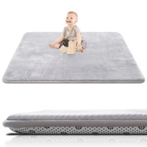 SEPARO Thick Baby Play Mat for Floor,50 x 50 Playpen Mat,Tummy Time Foam Mat,Ultra Soft Support & Plush Feel,Easy Care with Non-Slip Cushioned for Infant,Kids and Toddler Crawling,Grey