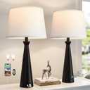 Seealle Modern Table Lamps Set of 2 - Touch Bedside Lamp for Nightstand with Dual USB C+A,3-Way Dimmable Black Nightstand Lamps for Living Room Bedroom End Table(Bulb Included)