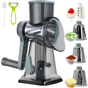 Cheese Grater,Rotary Cheese Grater with Handle, Multifunctional Rotary Cheese Shredder Effortlessly Grates Cheese, Vegetables, and Fruits (Blue)