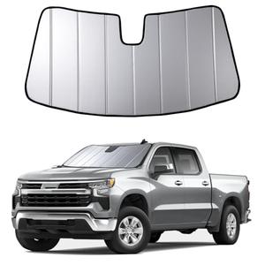 2019-2025 Silverado 1500 Windshield Sun Shade Compatible for Chevrolet GMC Sierra 1500, 2020-2025 Silverado/Sierra 2500HD 3500 HD Foldable Sun Visor Front Window Sunshade with Storage Bag