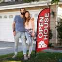 Open House Flag for Real Estate 8 ft, Outdoor Feather Flag Pole Kit with Ground Stake & Carry Bag, Single-Sided Real Estate Agent Open House Banner, Open House Signs for Realtors