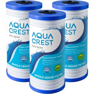 AQUA CREST AP810 Whole House Water Filter Replacement for 3M Aqua-Pure AP810, AP801, AP811, Whirlpool WHKF-GD25BB, WHKF-DWHBB, 5 Micron, 10" x 4.5", Well & Tap Water Filter, Pack of 3