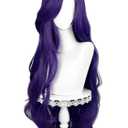 Long Curly Purple Pony Costume Wig with Bangs 35'' Dark Purple Anime Cosplay Wigs for Women Halloween Party Daily