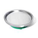 Avanchy Open Baby Plates with Suction Stainless Steel Divided Plates for Toddlers, BPA-Free, Dishwasher Safe, Unbreakable, Non-Toxic, 100% Silicone Suction, Open Green 