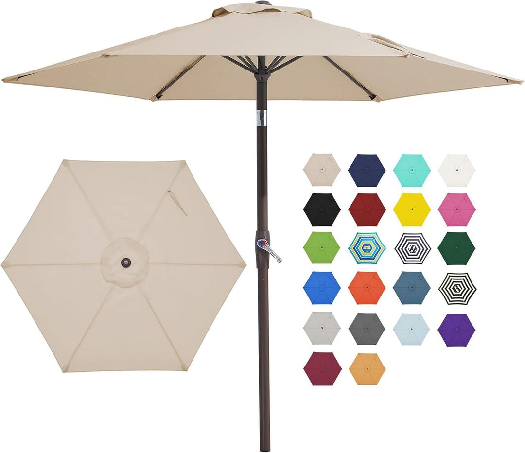 JEAREY 7.5 ft Outdoor Patio Umbrella, Table Umbrella, Beige