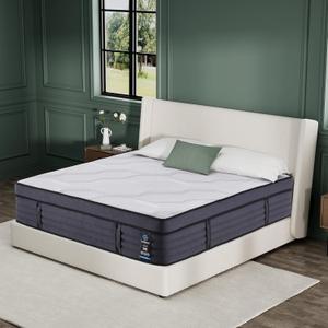 Suiforlun Queen Mattress, 15 Inch Hybrid Charcoal Gel Memory Foam Mattress with Edge Support Pocket Coils, Cooler Sleep, Back Pain Relief, Fiberglassfree Medium-Plush (Grey)