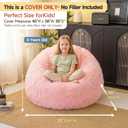 Pink fluffy bean bag chair covers (No Filler), comfy Plush Pink bean bag chair Cover for bedroom, stuffed animal Storage, kids adults teens girls bean bag chairs, Anti-Slip
