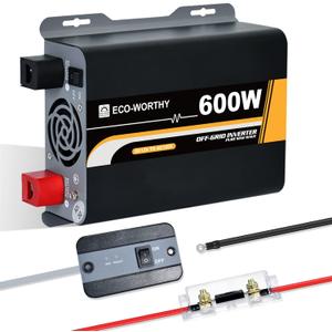 ECO-WORTHY 600W Pure Sine Wave Inverter - AC Output, USB Output Port, LED Indicator, Dual Cooling Fans and Remote Display. Perfect for RV, Cottage, Home, Truck, Shed, Outdoor