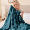 EXQ Home Fleece Throw Blanket for Couch or Bed - 3D Imitation Turtle Shell Jacquard Decorative Blankets - Cozy Soft Lightweight Fuzzy Flannel Blanket Suitable for All Seasons(50"60",Teal)