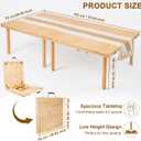 Wooden Folding Picnic Table - 60" x 30" Boho Low Picnic Table with Table Runner, Foldable Table for Indoor Outdoor Camping, Wedding, Beach, Garden, Party, 60" x 30" x 15.7"