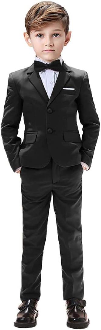 Boys Suits 5 Pieces Slim Fit Blazer Pants Black Blue Outfit Suit for Wedding (3)