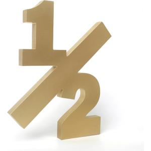 Wooden 1/2 Birthday SignSix Months Party Decor For Babies And KidsEye-Catching Half Birthday Party DecorBaby Show Photo Prop Cake SmashGold Wooden Number Sign (Gold-1/2)