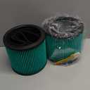 17810 Filter Compatible with Craftsman 3 to 4 Gallon General Purpose Vacuums, Replace for 9-17810 Cartridge Wet Dry Filter (2 Pack) (Green)