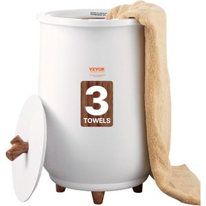 VEVOR Towel Warmers for Bathroom, Towel Warmer Bucket Auto Shut Off for Spa Fits up to 3 Oversized Towels, Blankets, Clothes, Bathrobes, PJ's and More (White)