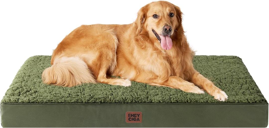 EHEYCIGA Orthopedic XL Dog Beds for Extra Large Dogs with Removable Washable Cover, Dark Green, 44x32