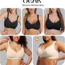 OEAK Womens Wireless Jelly Bras V Mesh Comfortable Bralette Supportive Tshirt Bra No Underwire Seamless Push Up Everyday Bras (Gold, M)