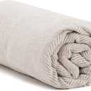 Americanflat 50x60 Throw Blanket - Soft and Breathable Cotton Throw Blanket for Couch, Bed, Chair - Decorative Blankets Perfect for Home, Office, or Outdoor Use - Cream Herringbone Design