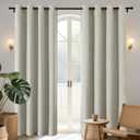 Joydeco Blackout Curtains 96 Inches Long 2 Panels Burg, Room Darkening Curtains for Bedroom, 100% Black Out Textured Thermal Drapes Privacy Protection 2 Panels Set(W52 x L96 Inch, Light Beige)