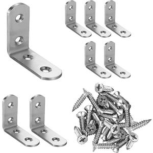 8PCS L Corner Bracket 40MM x 40MM Angle Bracket Double Holes Brackets for Wood with 32 Screws Metal Corner Brace