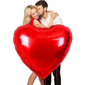 Seematn 18 Pcs 32 Inch Large Heart Balloons Valentine's Day Foil Balloons Love Romantic Airballoon for Anniversary Decorations for Valentine's Day Propose Engagement Wedding Birthday(Red) (Red)