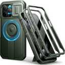 Dexnor for iPhone 15 Pro Max Case with Slide Camera Cover & Adjustable Kickstand & Built-in Screen Protector, Magnetic Rugged Shockproof Bumper Cases Heavy-Duty Magnetic Protective Cover,Army Green