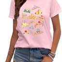 LAZYCHILD Magical Shirts for Women: Magic Kingdom T-Shirt Princess Bow Shirt Family Vacation Holiday Short Sleeve Tops Pink (Pink, M)