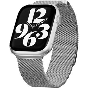 MAGEASY Milanese Band for Apple Watch Series 11, Ultra 3, SE3 - Magnetic iWatch Bands for Women, Strong Magnets | for 44mm 45mm 46mm 49mm Apple Watch 1-7/8/9/10/11/SE2/SE3/Ultra2/Ultra3 (Silver)