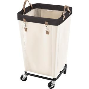 StorageWorks 110L Laundry Basket with Wheels, Large Rolling Hampers for Clothing Organizer, Dirty Clothes Basket for Hotel, Home, Closet, Dorm, Beige