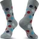 RANDY SUN Waterproof Breathable Socks, [SGS Certified] Unisex Novelty Skiing Trekking Hiking Wading Trail Socks (Medium, 1 Pair-grey&color Dots)
